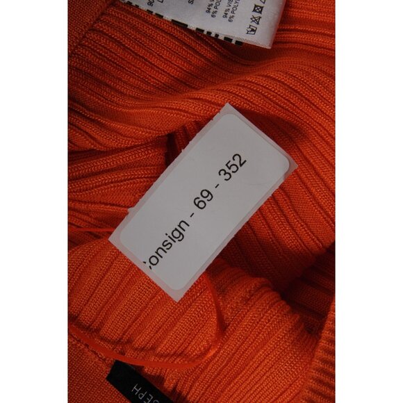 Joseph Womens Polo Skirt Pleated Set Satiny Rib Medium Orange Viscose Stretch - Picture 15 of 16